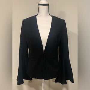 Anthropologie Cartonnier Volume Bell Sleeve Jacket Blazer Black Career Womens SM